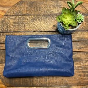 Blue Faux Leather Handbag